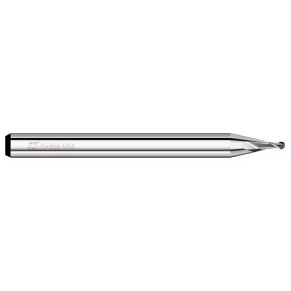 0.020 2 Flute Carbide Endmill Micro Ball Nose Stub Length, Kodiak Cutting Tools, Mfr#: 5521109